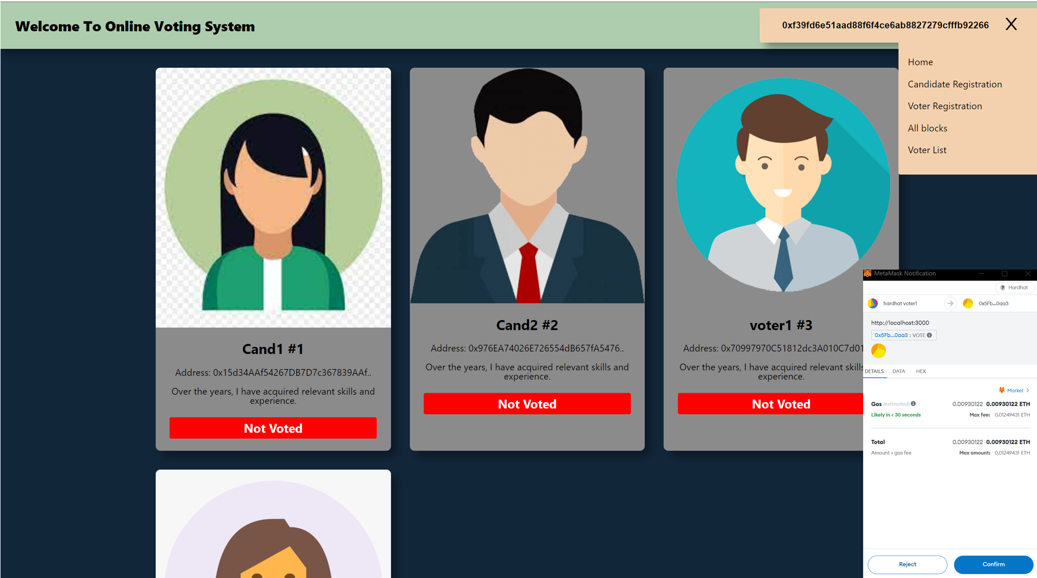 Online voting using Blockchain